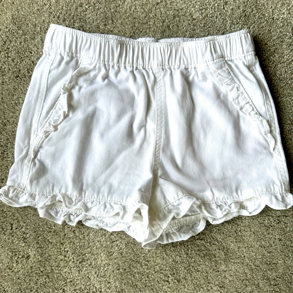 Crewcuts white shorts with ruffle detail; size 8